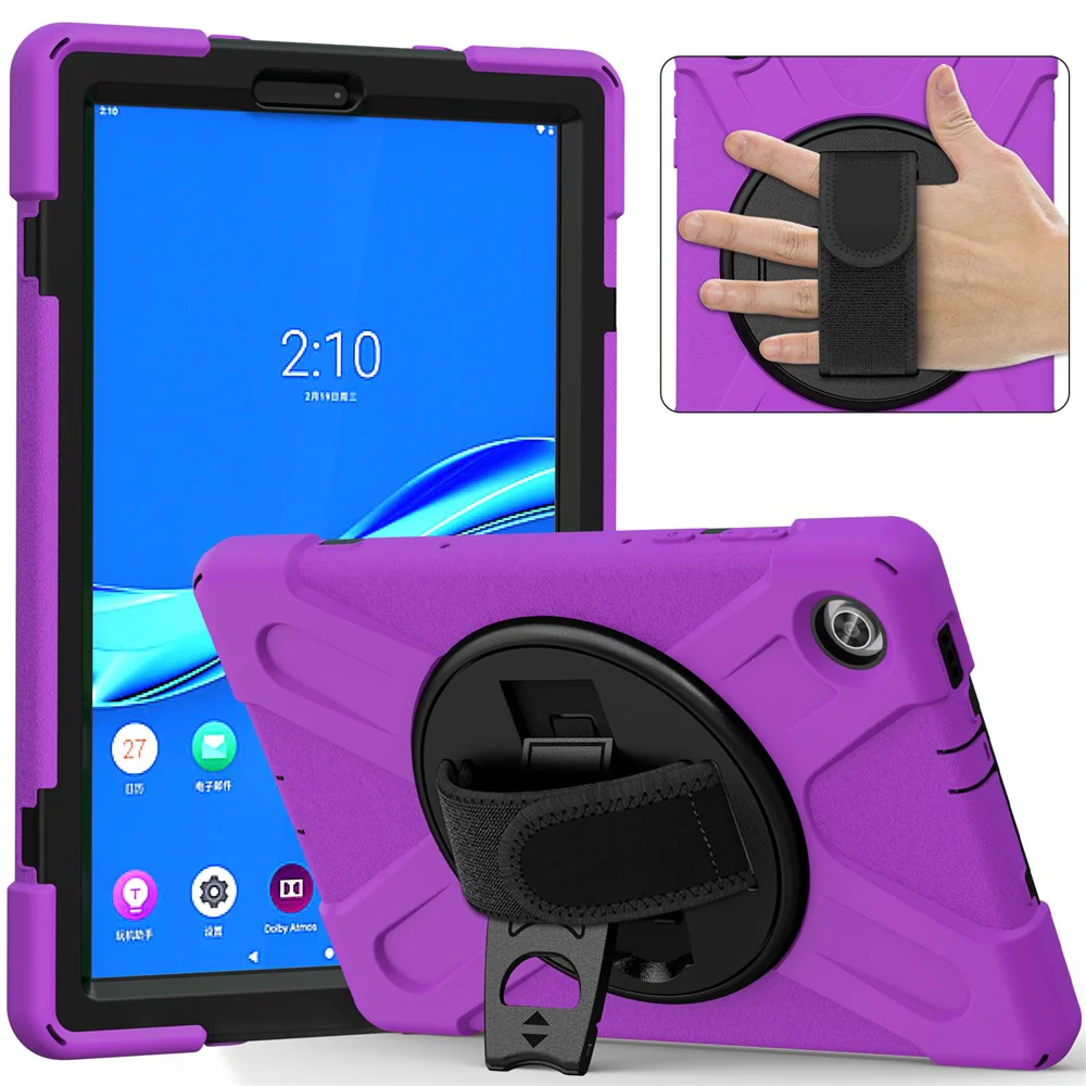 360° Swivel Kickstand  PC + Silicone Tablet Case Shell for Lenovo M10 X306X - Purple