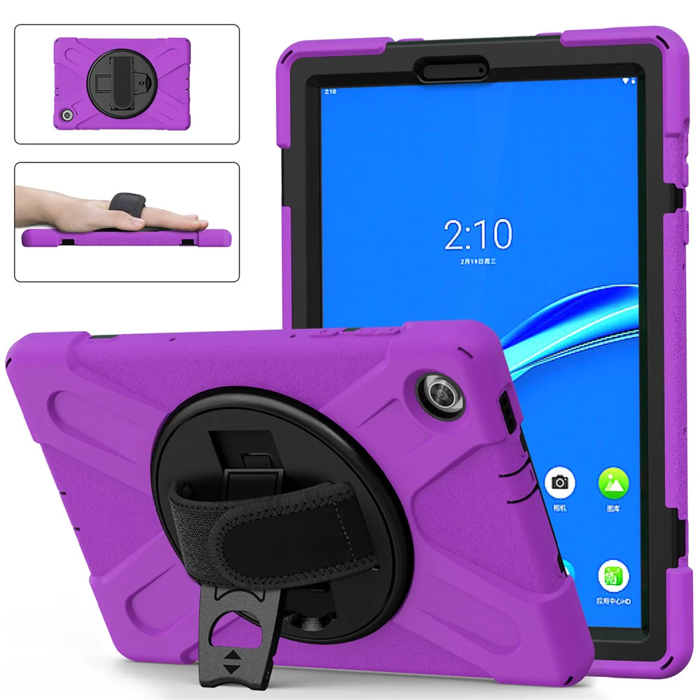 360° Swivel Kickstand  PC + Silicone Tablet Case Shell for Lenovo M10 X306X - Purple - Image 3