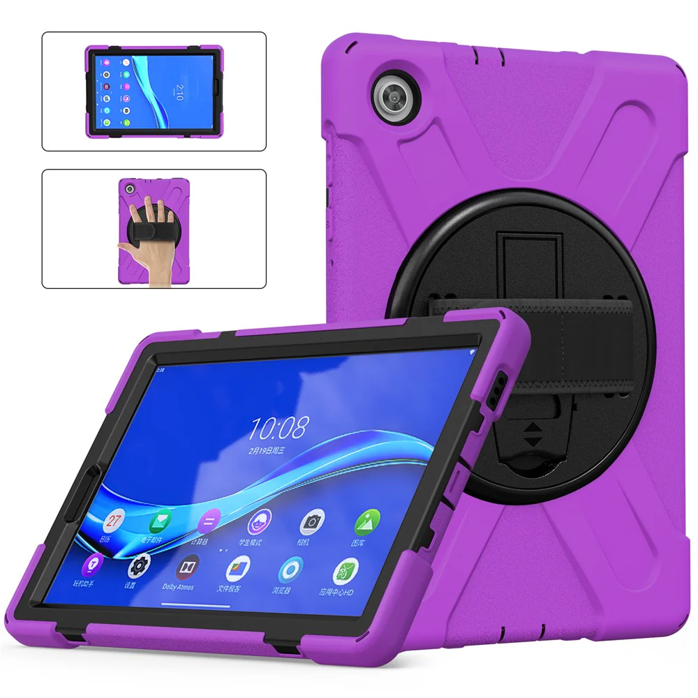 360° Swivel Kickstand  PC + Silicone Tablet Case Shell for Lenovo M10 X306X - Purple - Image 4
