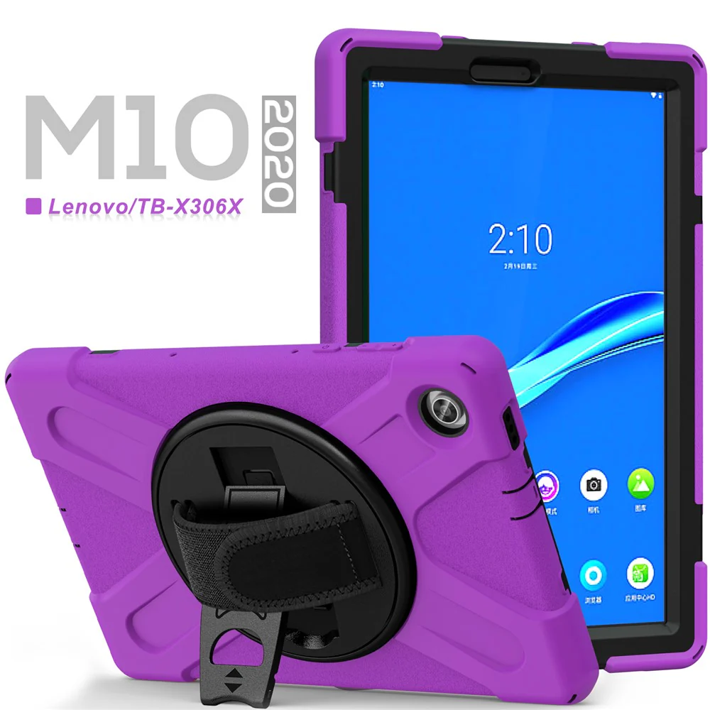 360° Swivel Kickstand  PC + Silicone Tablet Case Shell for Lenovo M10 X306X - Purple - Image 6