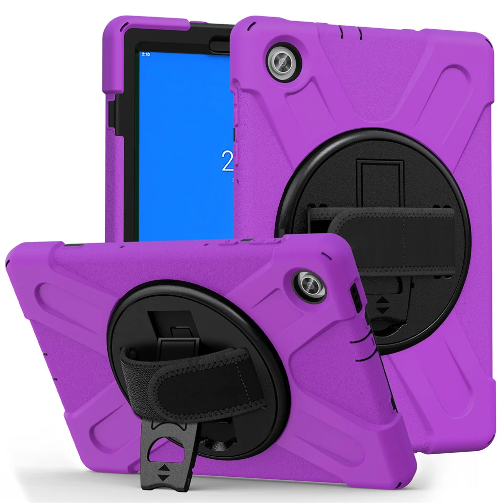 360° Swivel Kickstand  PC + Silicone Tablet Case Shell for Lenovo M10 X306X - Purple - Image 7