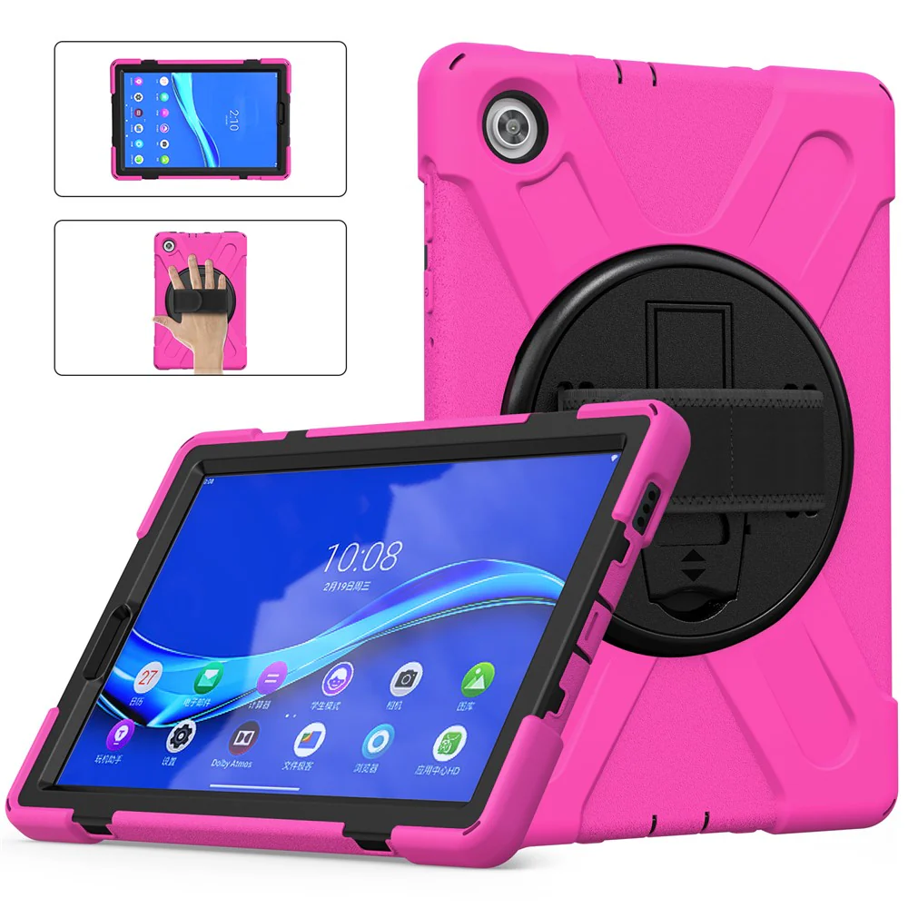 360° Swivel Kickstand  PC + Silicone Tablet Case Shell for Lenovo M10 X306X - Rose - Image 4