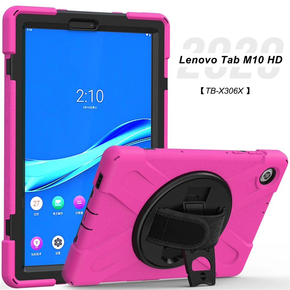 360° Swivel Kickstand  PC + Silicone Tablet Case Shell for Lenovo M10 X306X - Rose - Image 5
