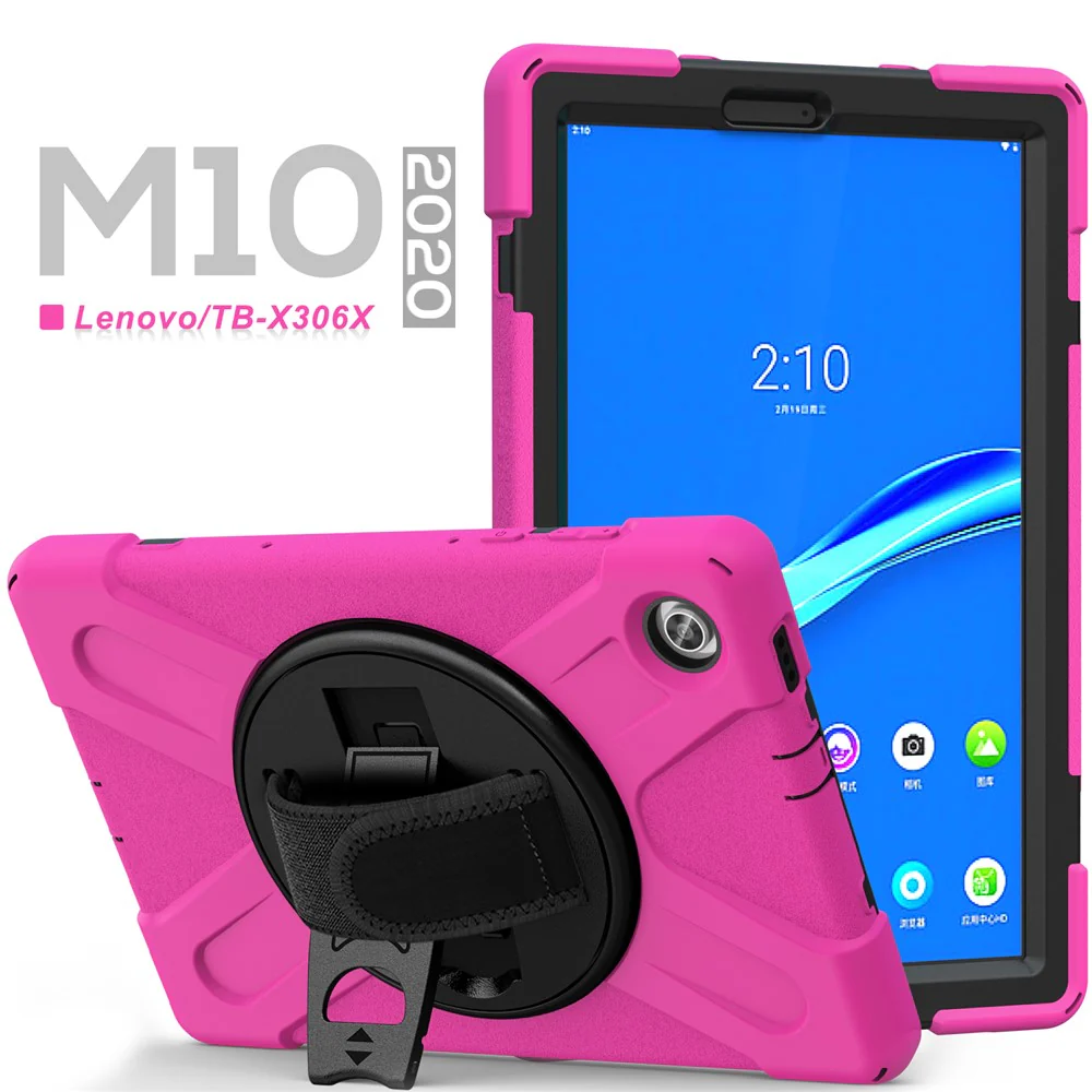 360° Swivel Kickstand  PC + Silicone Tablet Case Shell for Lenovo M10 X306X - Rose - Image 6