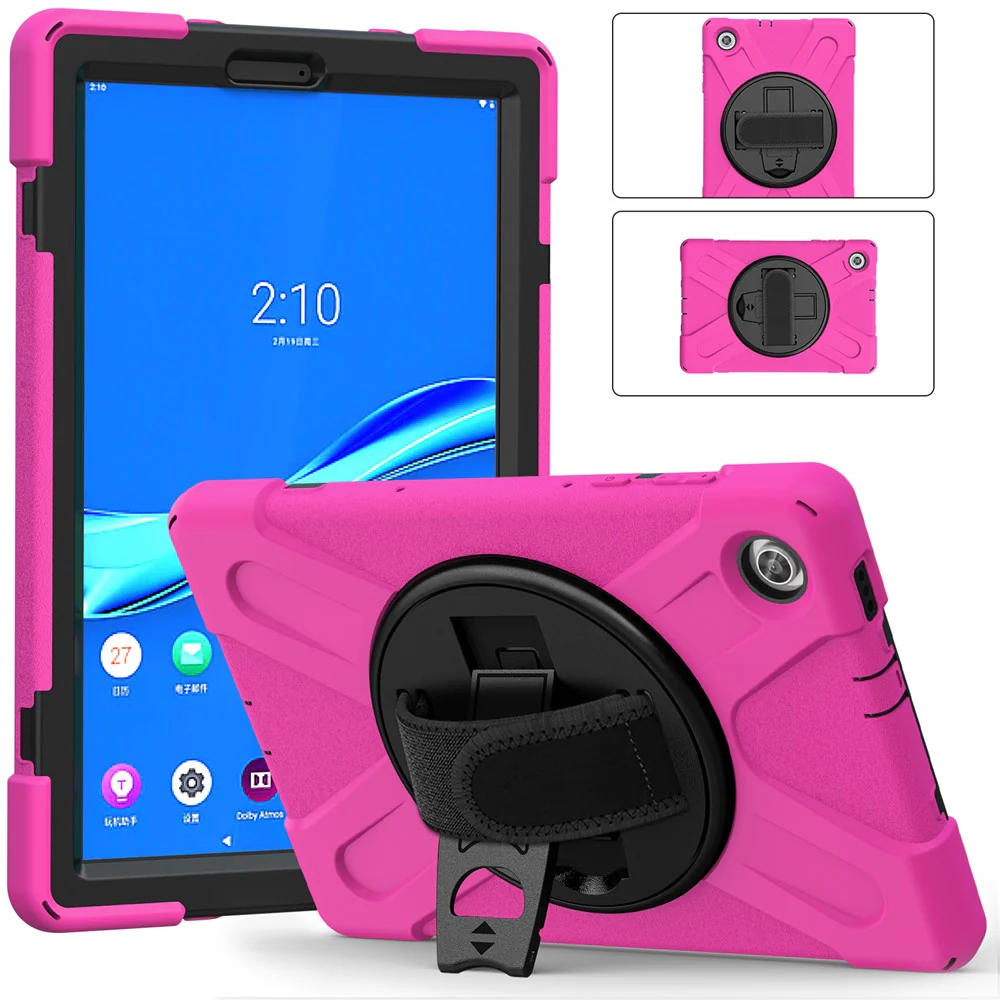 360° Swivel Kickstand  PC + Silicone Tablet Case Shell for Lenovo M10 X306X - Rose - Image 7