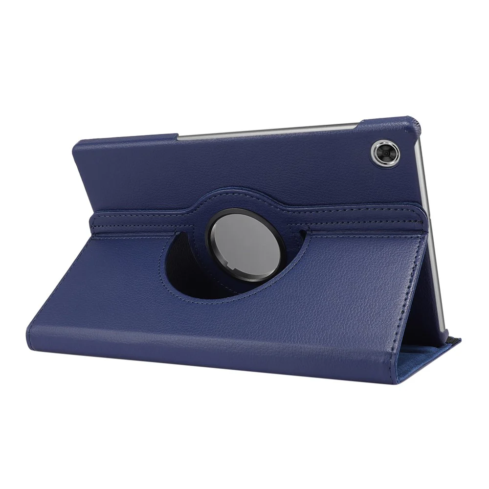 360° Swiveling Stand Design Litchi Texture Leather Case for Lenovo Tab M10 Plus - Dark Blue - Image 4