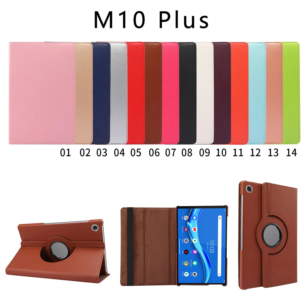 360° Swiveling Stand Design Litchi Texture Leather Case for Lenovo Tab M10 Plus - Orange - Image 5