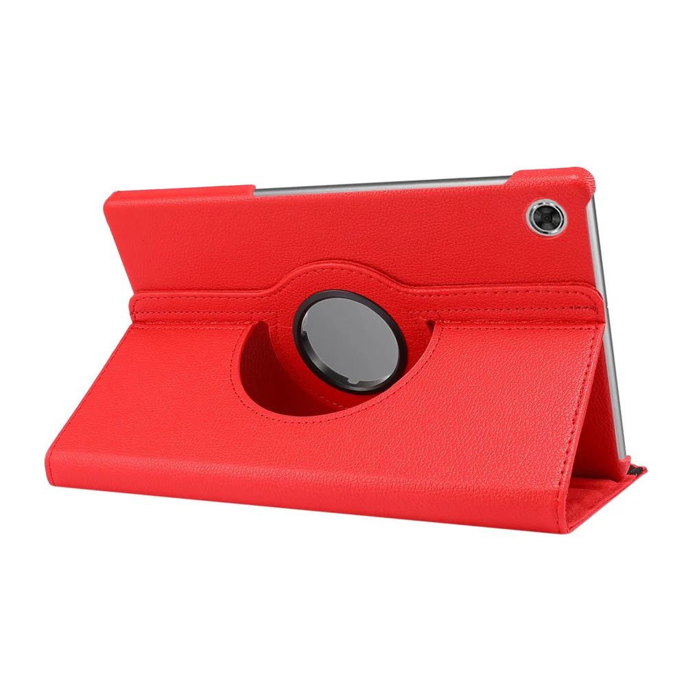360° Swiveling Stand Design Litchi Texture Leather Case for Lenovo Tab M10 Plus - Red - Image 4