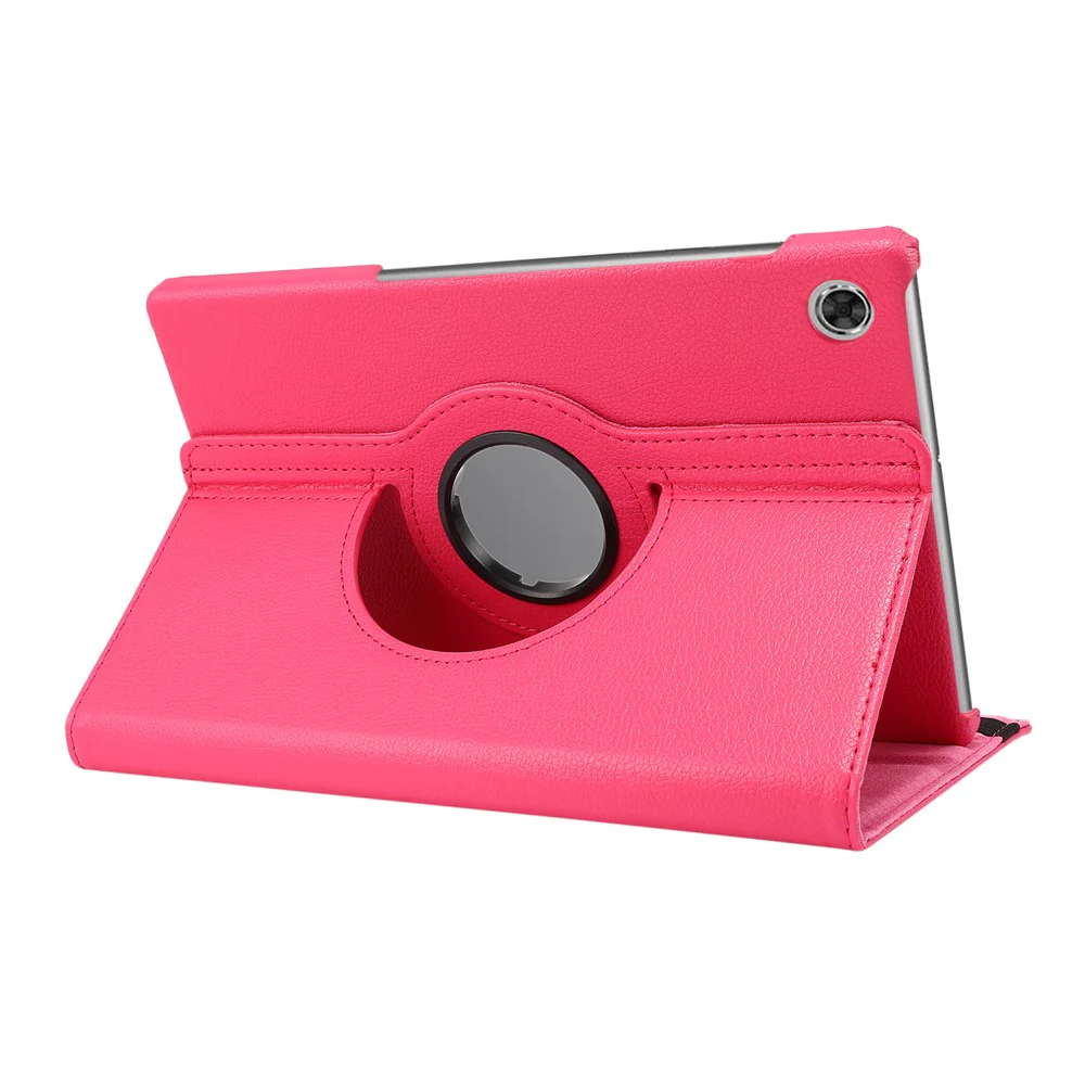 360° Swiveling Stand Design Litchi Texture Leather Case for Lenovo Tab M10 Plus - Rose - Image 4