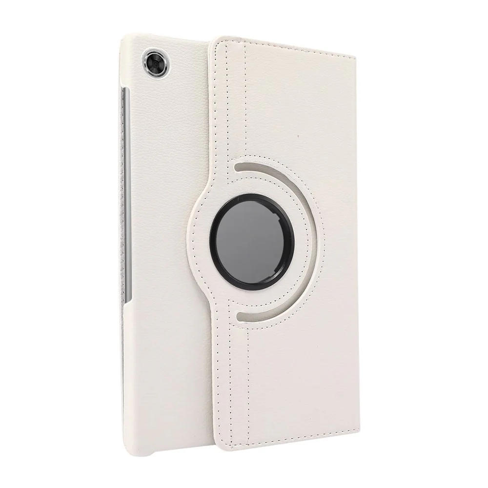360° Swiveling Stand Design Litchi Texture Leather Case for Lenovo Tab M10 Plus - White - Image 3