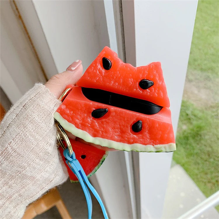 3D Cute Cartoon Wireless Bluetooth Earphone Silicone Case Charging Box with Keychain Pendant for Beats Studio Buds - Watermelon - Image 3