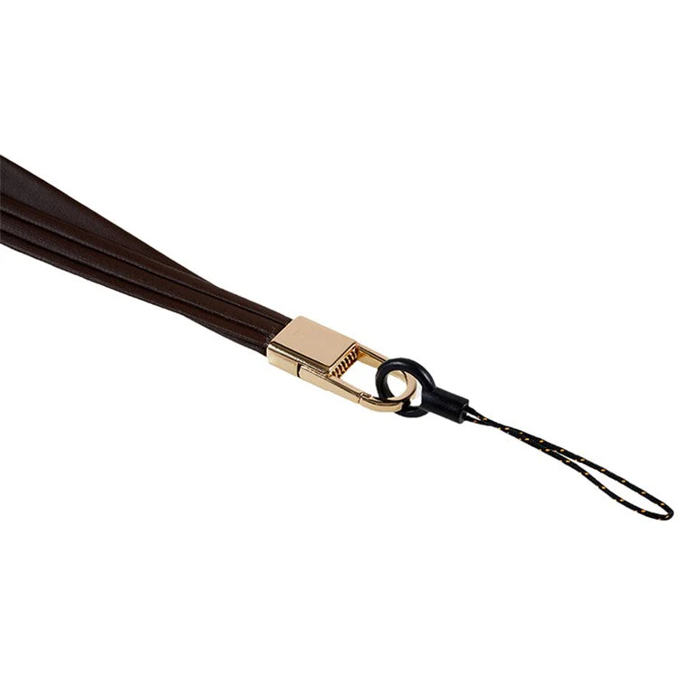 45cm Leather Neck Strap for Name Tag / Keys Universal Cell Phone Case Hanging Neck Lanyard - Dark Brown - Image 3