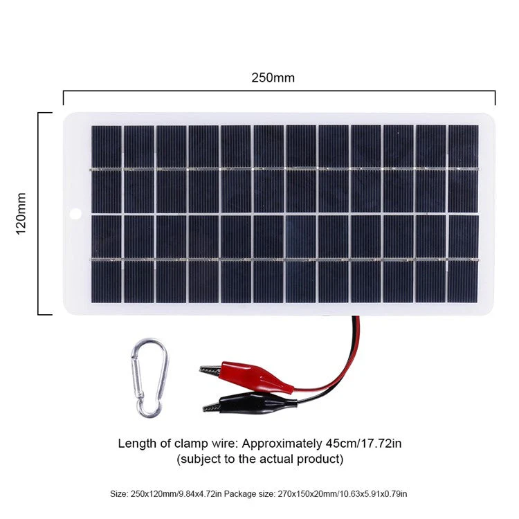 5W 12V Polycrystalline Solar Panel Lamp Water Pump Solar Charger with Clip - Image 8