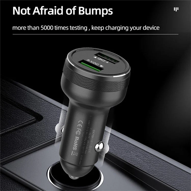 65W Dual Ports Car Charger Phone Charging Adapter for OnePlus 9R/9 Pro/8T/8 Pro/7T Pro/7/6T Warp Charge Fast Charger - Silver - Image 3