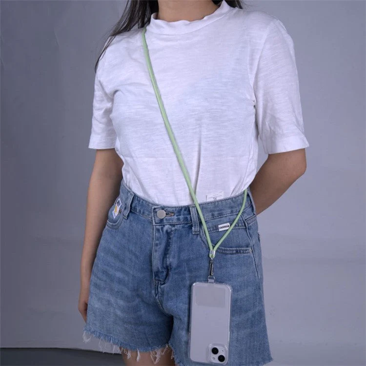 6mm Nylon Phone Strap Neck Crossbody Cell Phone Lanyard with Pad - Orange Beige - Image 2