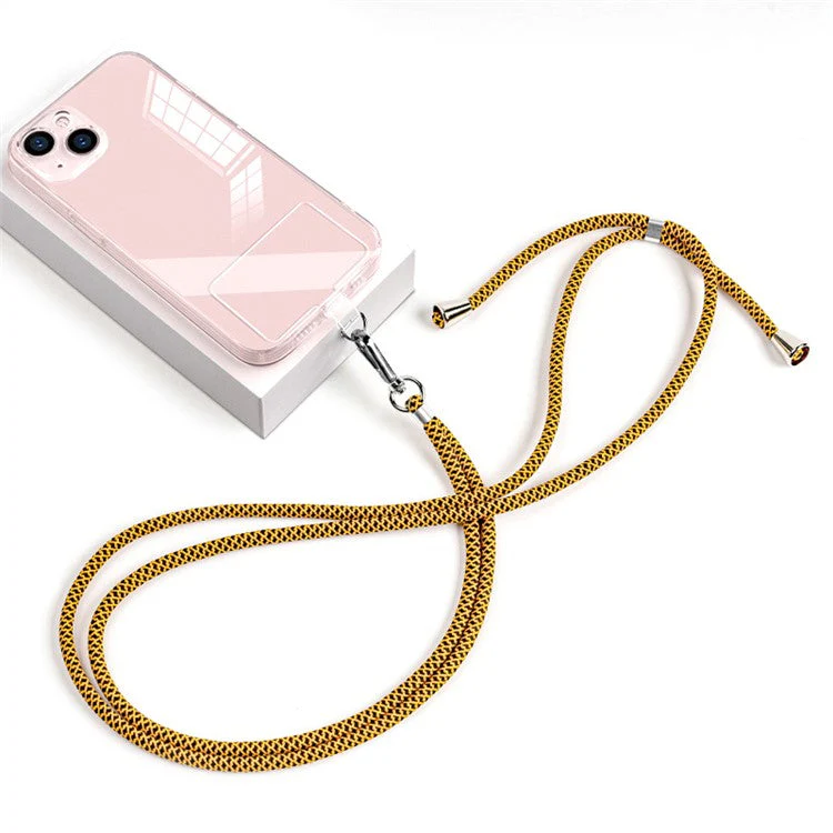 6mm Nylon Phone Strap Neck Crossbody Cell Phone Lanyard with Pad - Orange / Mesh Pattern
