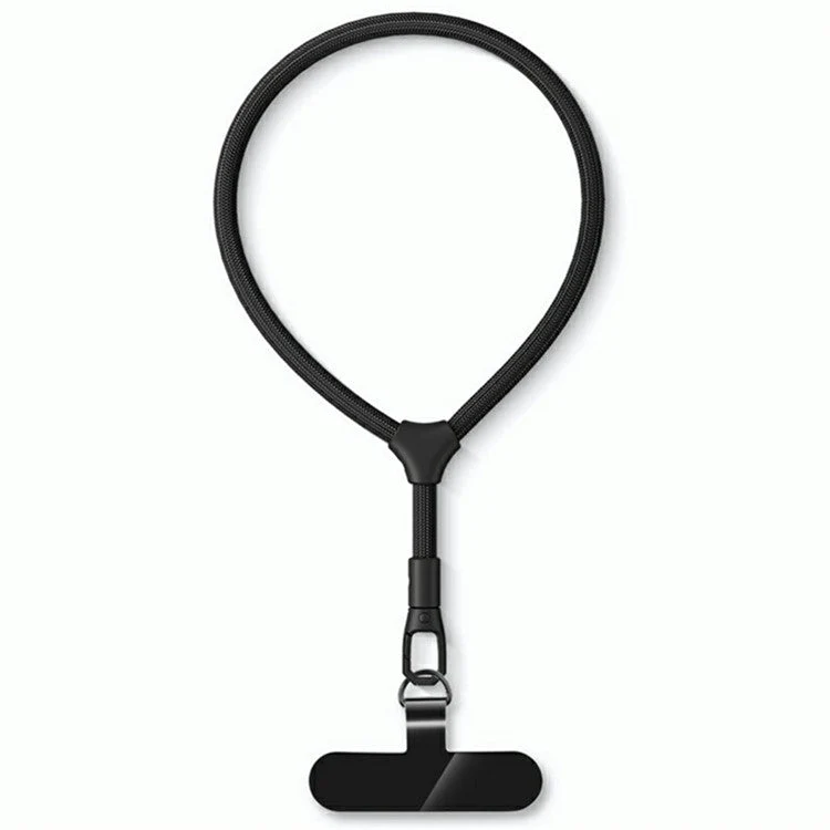 7mm Adjustable Ring Wrist Strap Polyester Phone Lanyard with Tether Tab - Black