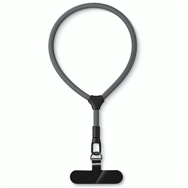 7mm Adjustable Ring Wrist Strap Polyester Phone Lanyard with Tether Tab - Dark Grey