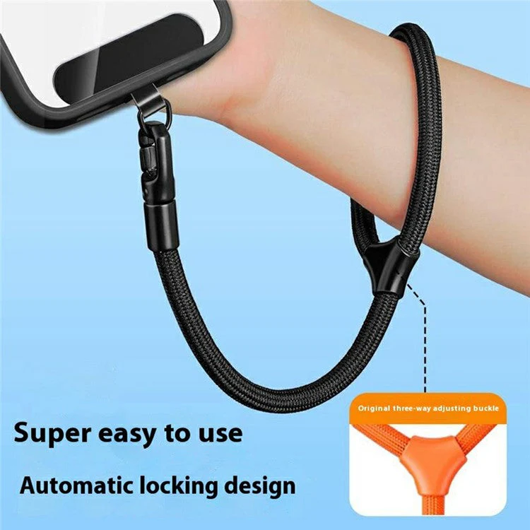 7mm Adjustable Ring Wrist Strap Polyester Phone Lanyard with Tether Tab - Yellow - Image 2