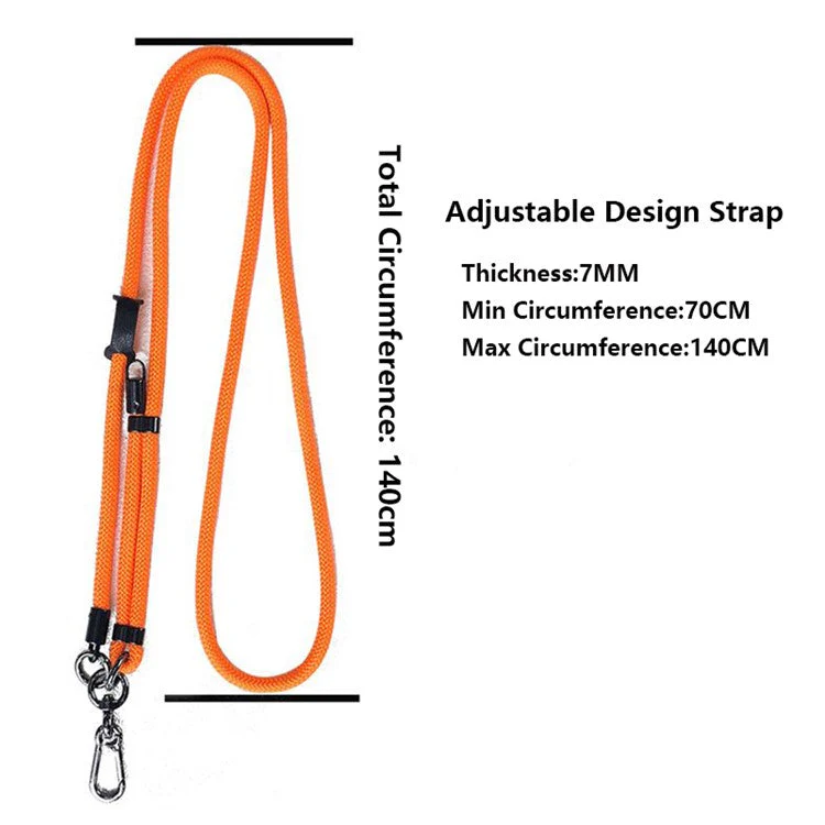 7mm Phone Lanyard Adjustable Nylon Neck Strap with Tether Tab - Dark Blue - Image 6