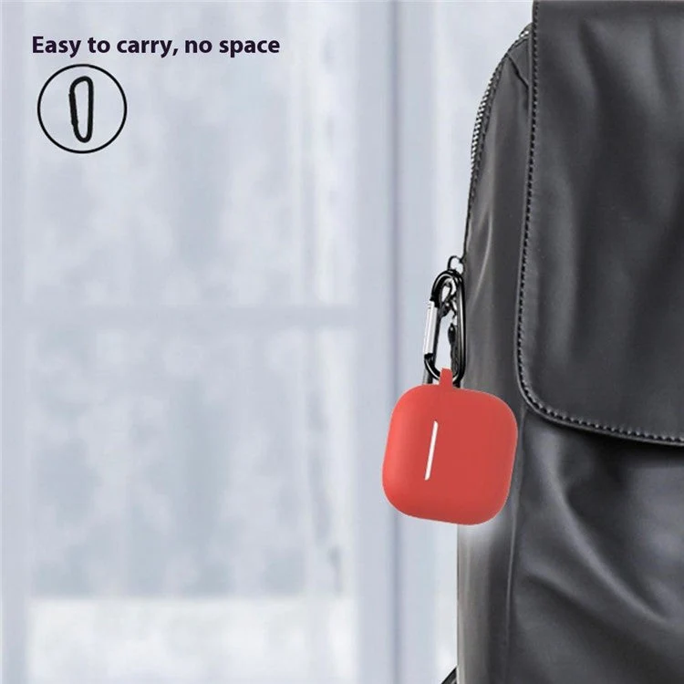 8 Pcs / Set For AirPods 4 Protective Case Set with Anti-Lost Strap Watch Clip Ear Hooks Carabiner Cleaning Brush Grey Bag - Red - Image 6