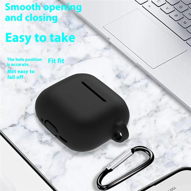 8 Pcs / Set For AirPods 4 Protective Case Set with Anti-Lost Strap Watch Clip Ear Hooks Carabiner Cleaning Brush Grey Bag - Rose - Image 8