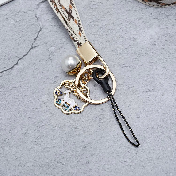 80cm Cell Phone Lanyard Flower Pendant Crossbody Phone Lanyard Phone Hand Wrist Strap Neck Lanyard Shoulder Strap - Khaki - Image 3