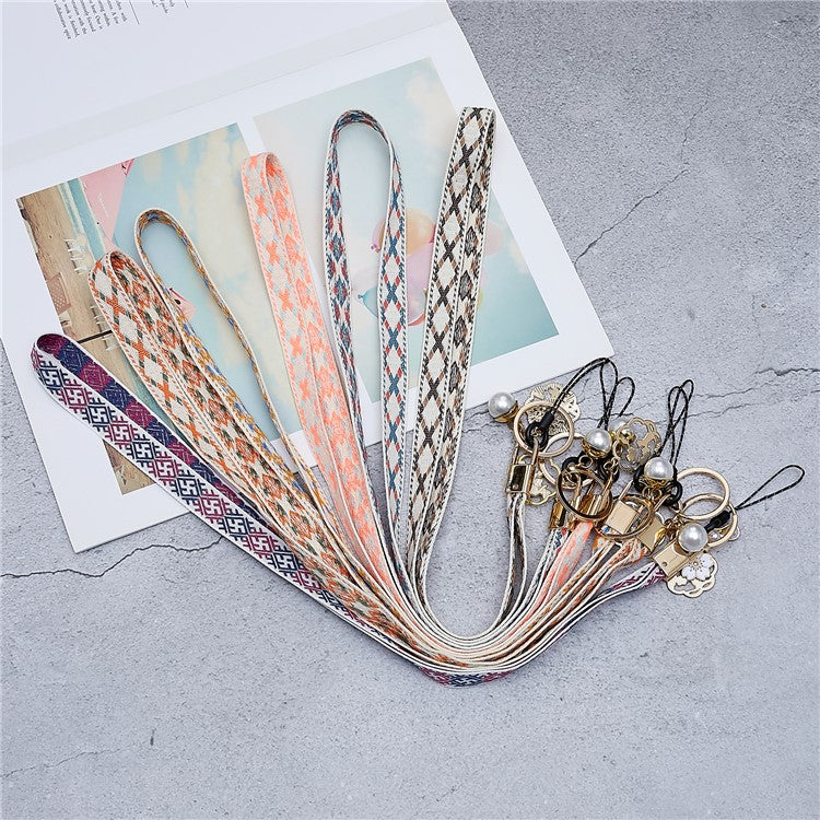 80cm Cell Phone Lanyard Flower Pendant Crossbody Phone Lanyard Phone Hand Wrist Strap Neck Lanyard Shoulder Strap - Khaki - Image 5