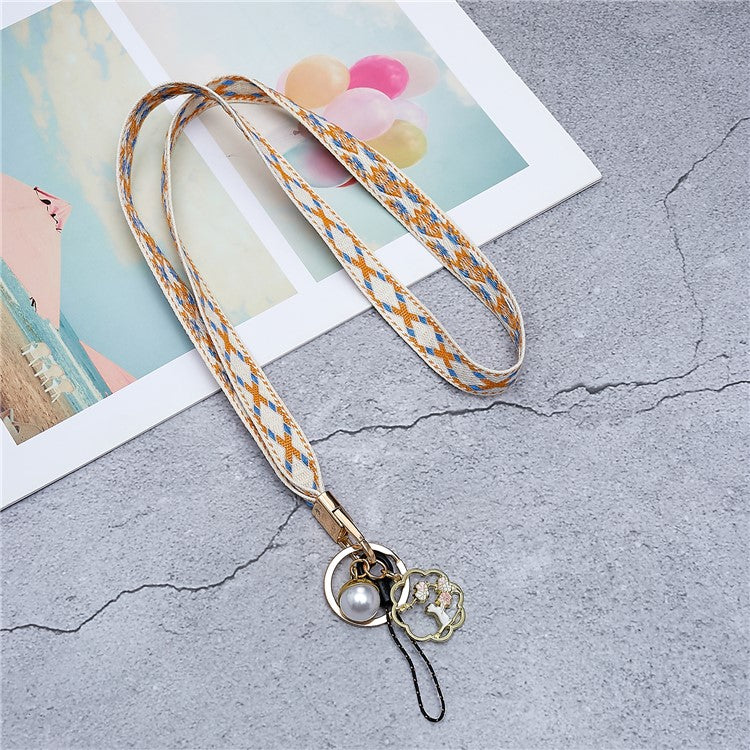 80cm Cell Phone Lanyard Flower Pendant Crossbody Phone Lanyard Phone Hand Wrist Strap Neck Lanyard Shoulder Strap - Yellow - Image 2