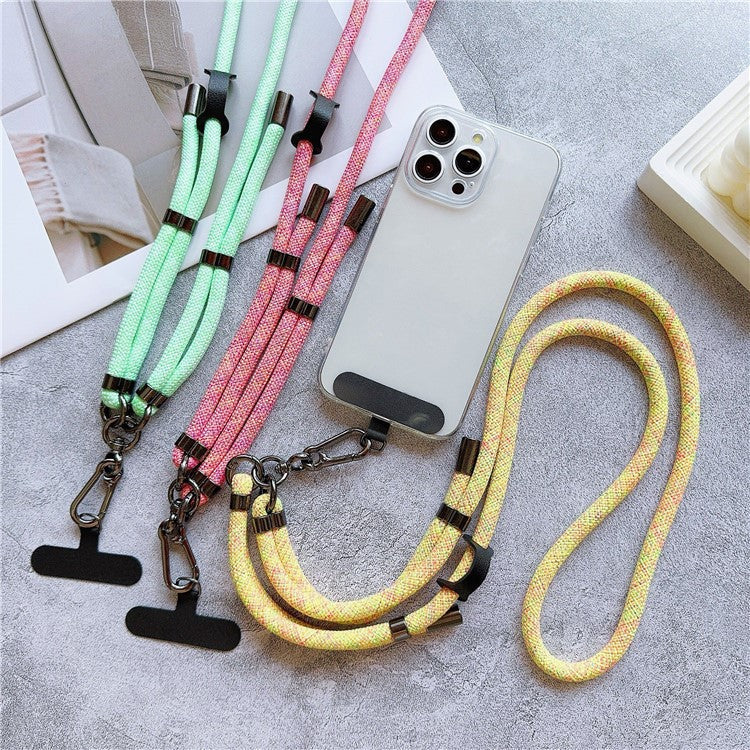 8mm Thick Phone Lanyard Adjustable Crossbody Rope Charm with Tether Tab, Total Length: 140cm - Pink - Image 2
