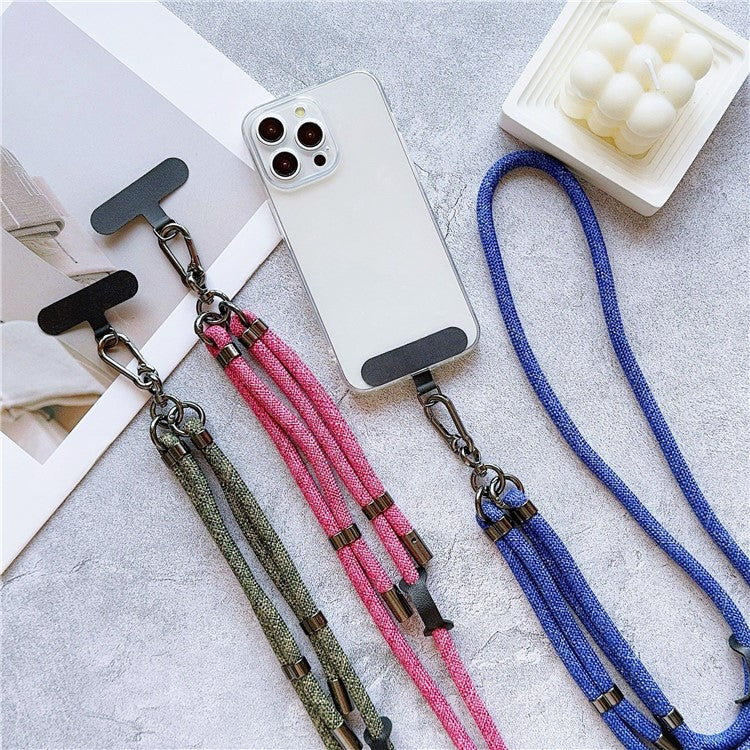 8mm Thick Phone Lanyard Adjustable Crossbody Rope Charm with Tether Tab, Total Length: 140cm - Yellow - Image 3