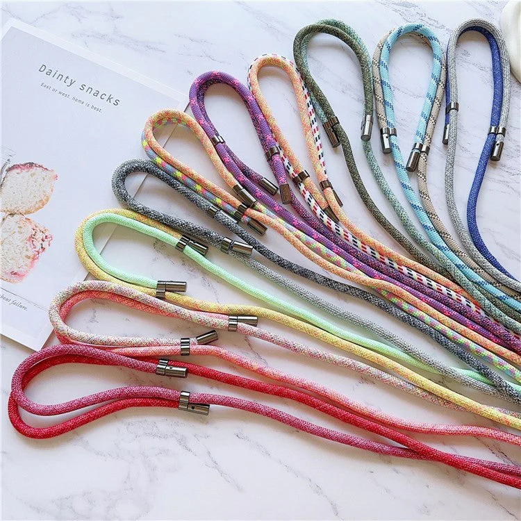 8mm Thick Phone Lanyard Adjustable Nylon Crossbody Strap with Tether Tab, Total Length: 140cm - Yellow+Green - Image 4