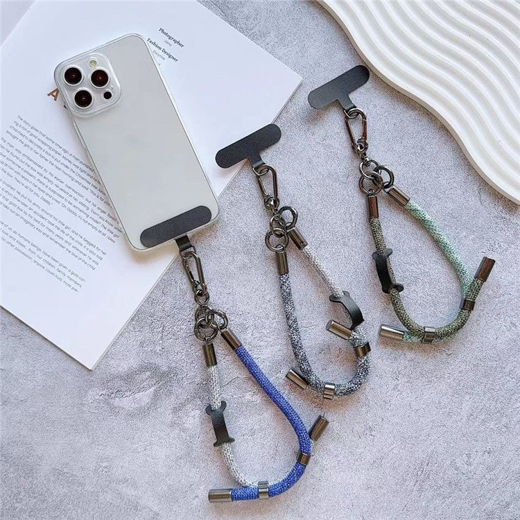 8mm Thick Phone Wrist Strap 34cm Adjustable Nylon Hand Strap with Tether Tab - Pink+Colorful - Image 2