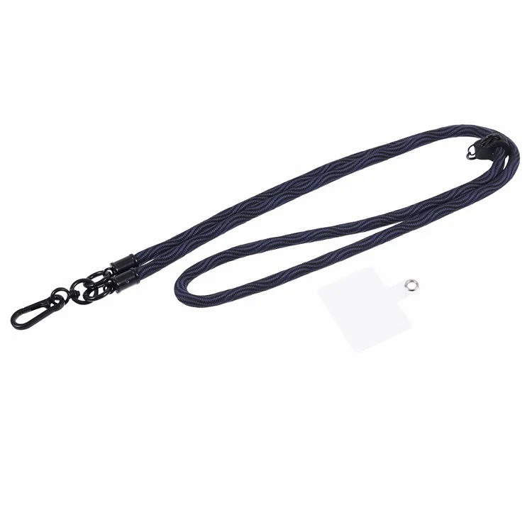 8mm Universal Phone Lanyard Strap S-Texture Neck Strap Rope with Patch - Black - Image 2