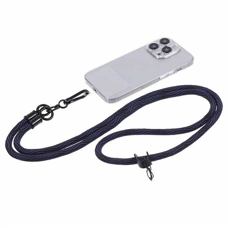 8mm Universal Phone Lanyard Strap S-Texture Neck Strap Rope with Patch - Black - Image 3