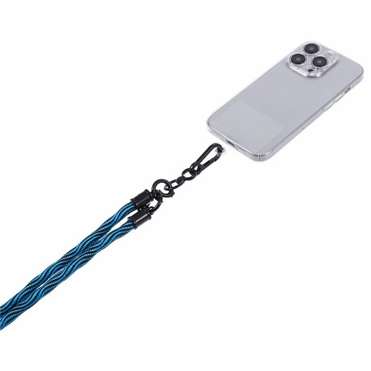 8mm Universal Phone Lanyard Strap S-Texture Neck Strap Rope with Patch - Blue - Image 4