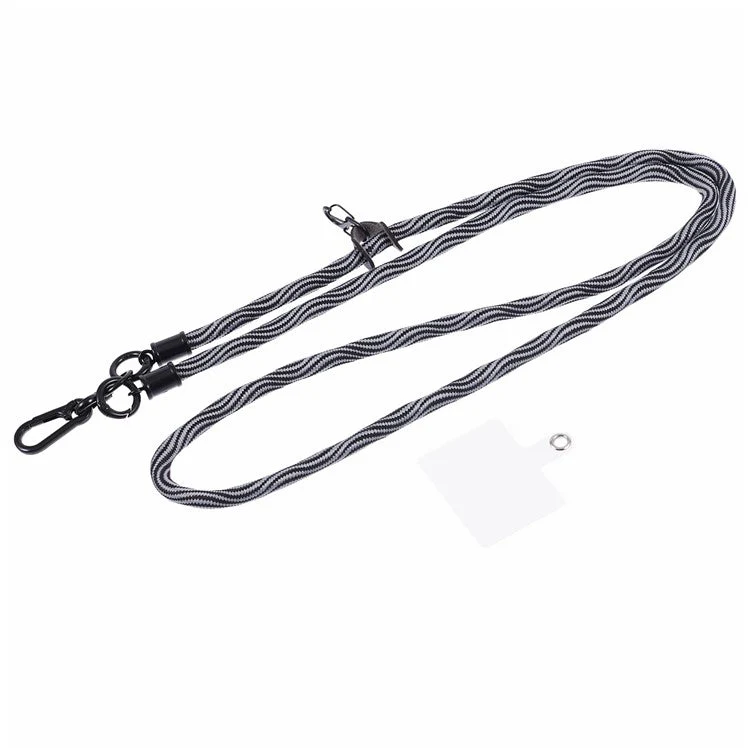 8mm Universal Phone Lanyard Strap S-Texture Neck Strap Rope with Patch - Grey - Image 2