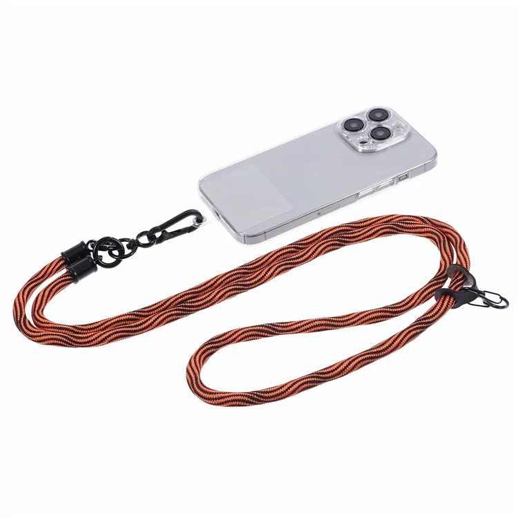 8mm Universal Phone Lanyard Strap S-Texture Neck Strap Rope with Patch - Orange - Image 3