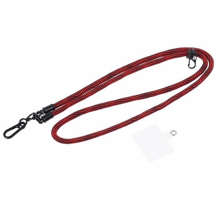 8mm Universal Phone Lanyard Strap S-Texture Neck Strap Rope with Patch - Red - Image 2