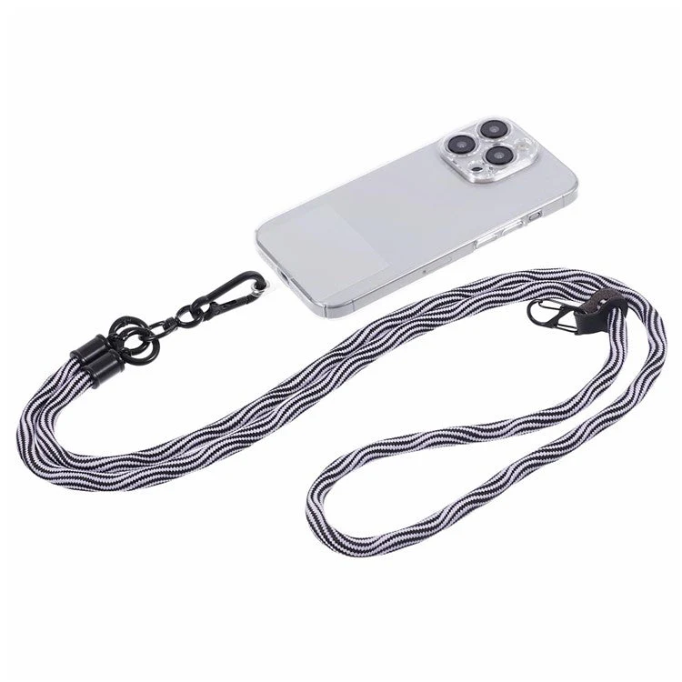 8mm Universal Phone Lanyard Strap S-Texture Neck Strap Rope with Patch - White - Image 3