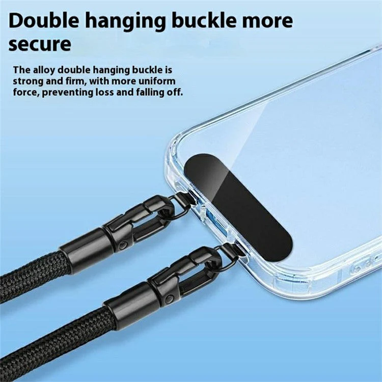 90mm Neck Strap with Tether Tab, Anti-Loss Drop Protection Double Buckle Cell Phone Long Lanyard - Dark Purple - Image 2