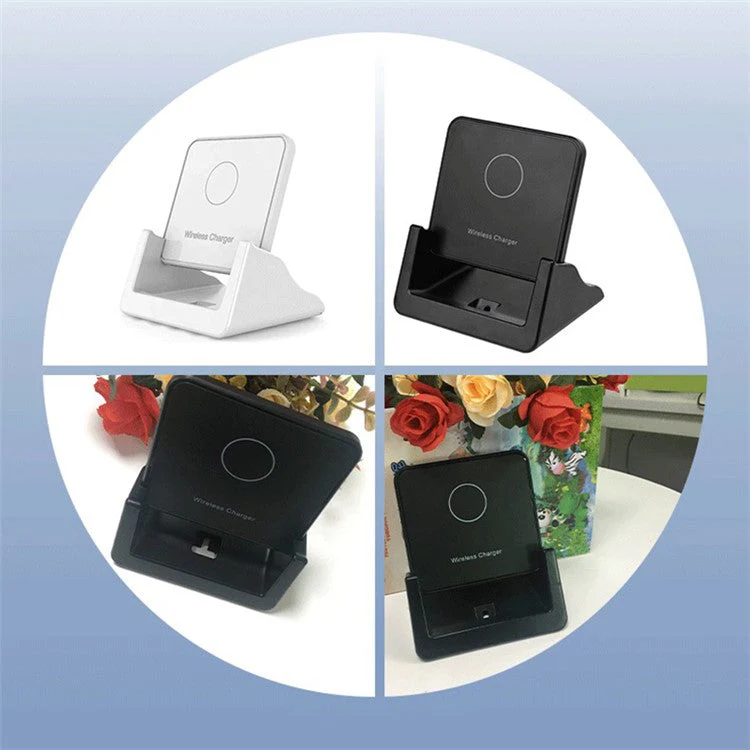 918 15W Vertical Wireless Charger Desktop Phone Stand Qi Fast Charging Dock - Black - Image 8