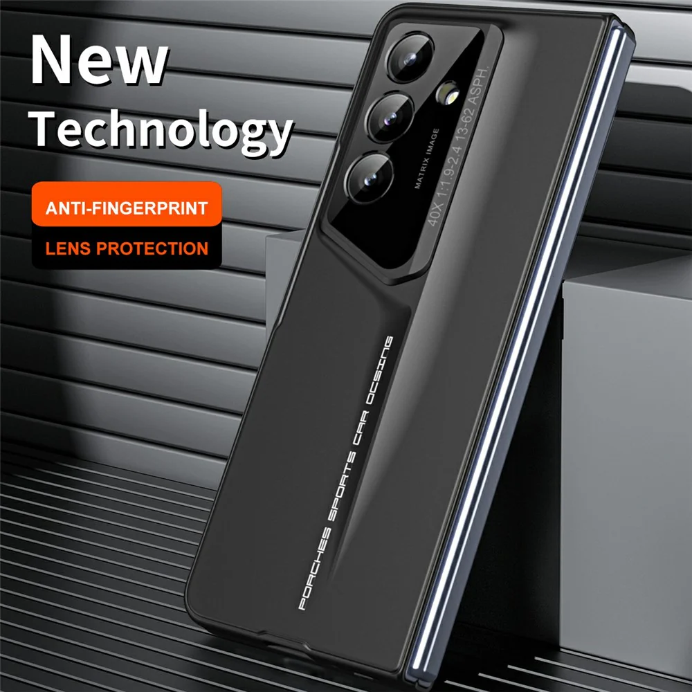 918 Series for Samsung Galaxy Z Fold7 5G Case PC Hard Phone Cover with Tempered Glass Film - Black - Image 2