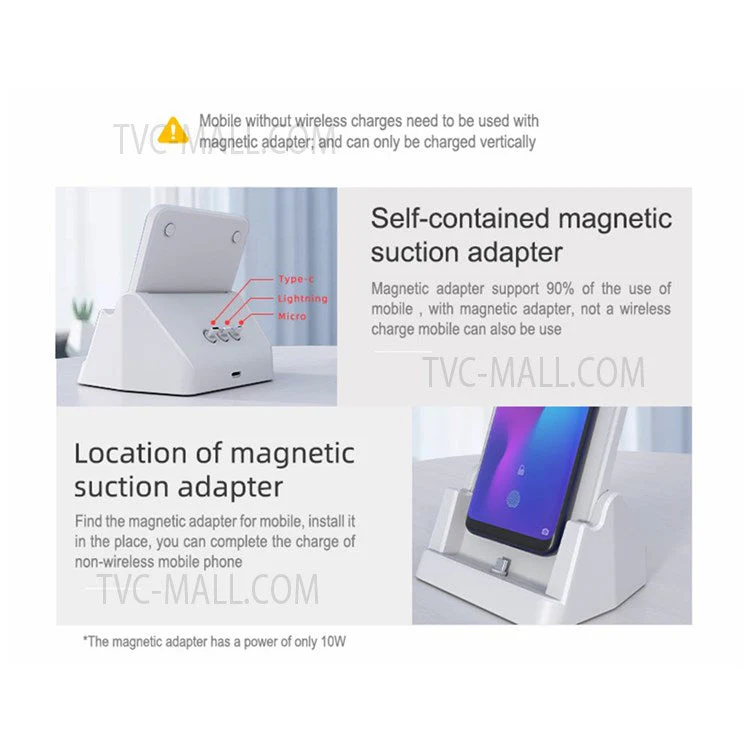 928 15W Vertical Wireless Charger Mobile Phone Desktop Qi Fast Charging Dock Stand - Black - Image 4