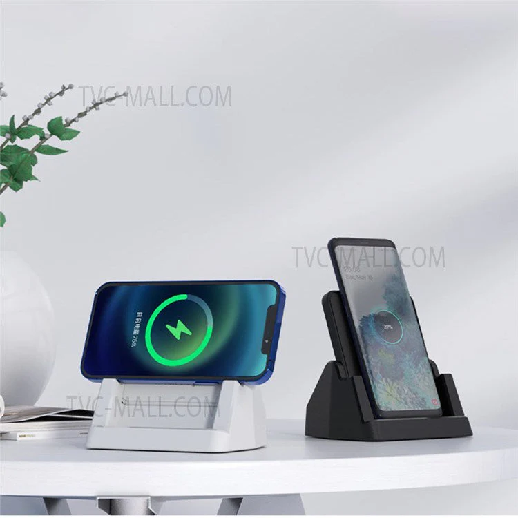 928 15W Vertical Wireless Charger Mobile Phone Desktop Qi Fast Charging Dock Stand - White - Image 3