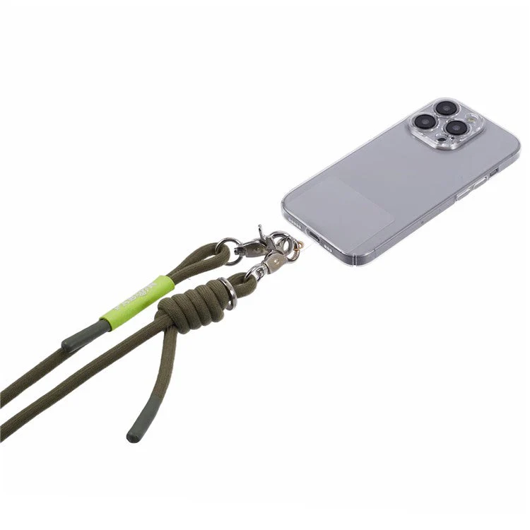 A1 Style Phone Lanyard 60cm Universal Crossbody Cell Phone Lanyards Shoulder Neck Strap with Patch - Army Green - Image 5