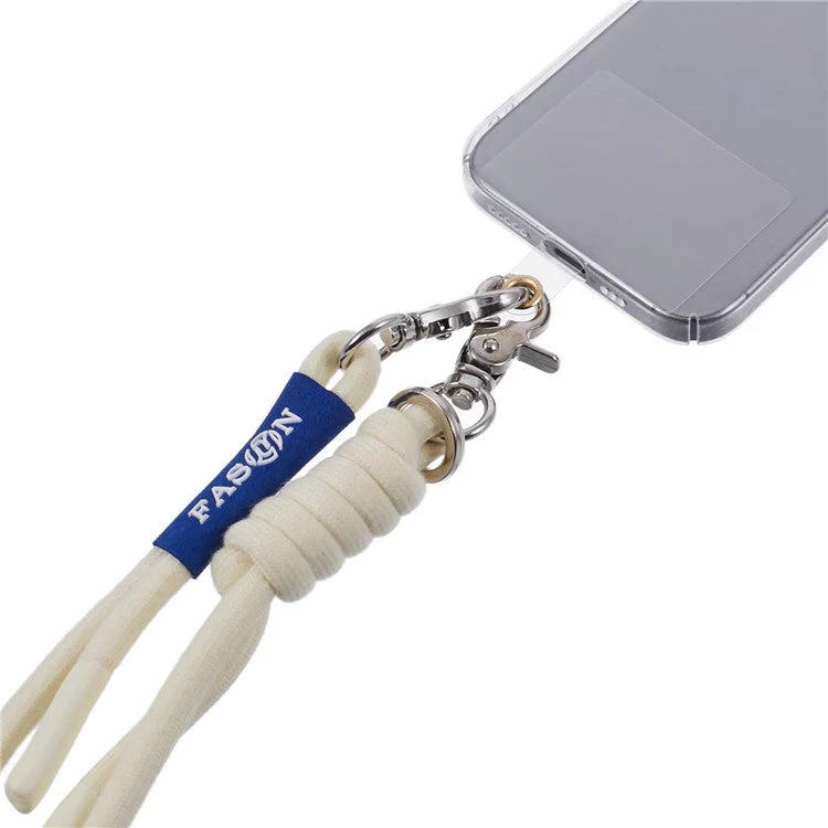 A1 Style Phone Lanyard 60cm Universal Crossbody Cell Phone Lanyards Shoulder Neck Strap with Patch - White - Image 6