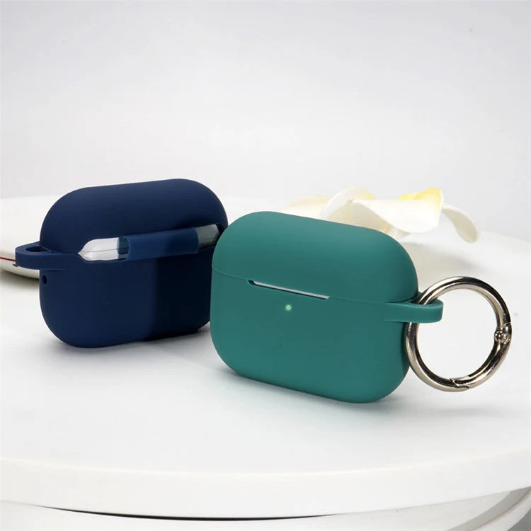 A2 For AirPods Pro 2 Bluetooth Earphone Soft Silicone Protective Case Flat Bottom Anti-scratch Anti-drop Cover with Ring Buckle - Dark Yellow - Image 2