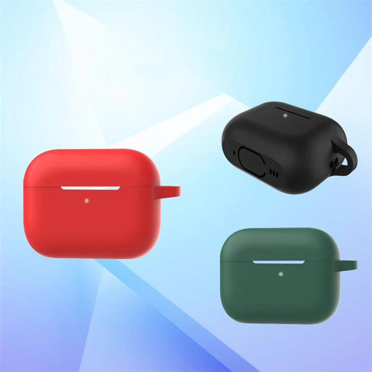 A2 For AirPods Pro 2 Bluetooth Earphone Soft Silicone Protective Case Flat Bottom Anti-scratch Anti-drop Cover with Ring Buckle - Khaki - Image 4