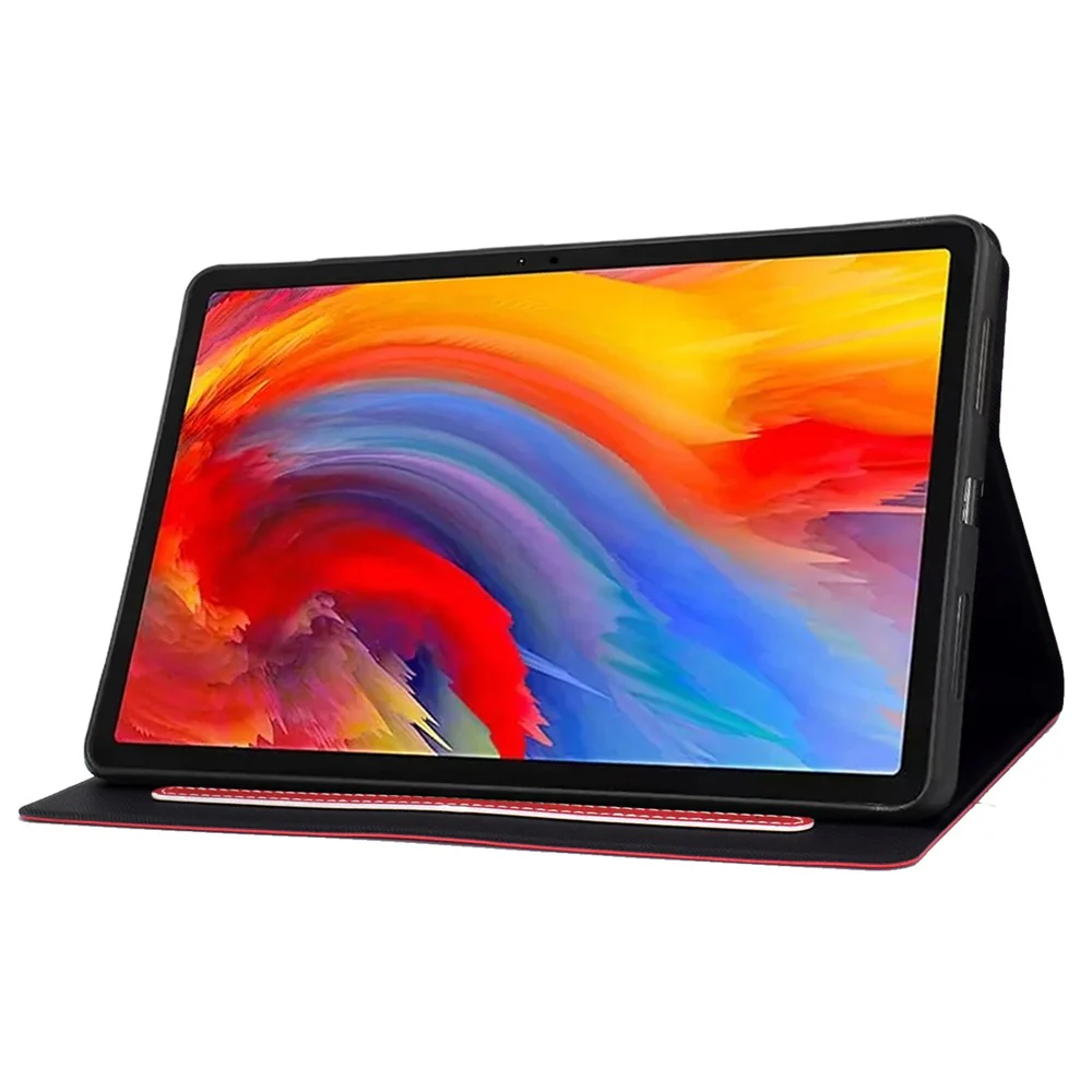 A4 For Lenovo Tab M11 / Xiaoxin Pad 11 2024 Case Card Holder Cowhide Texture Leather Tablet Cover - Red - Image 3
